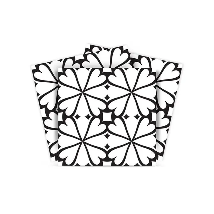 6" X 6" Black and White Clove Peel and Stick Removable Tiles