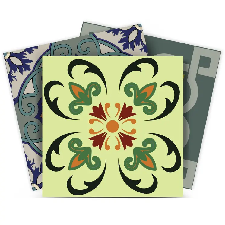 8" X 8" Auguri Flora Peel and Stick Removable  Tiles