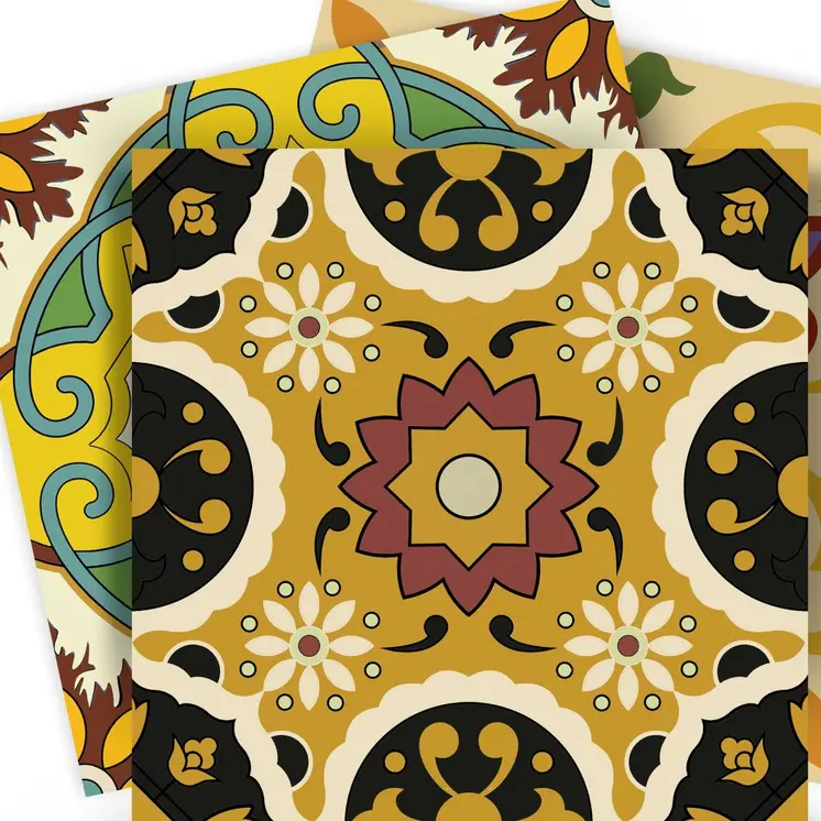 6" X 6" Auguri Mix Peel and Stick Removable  Tiles
