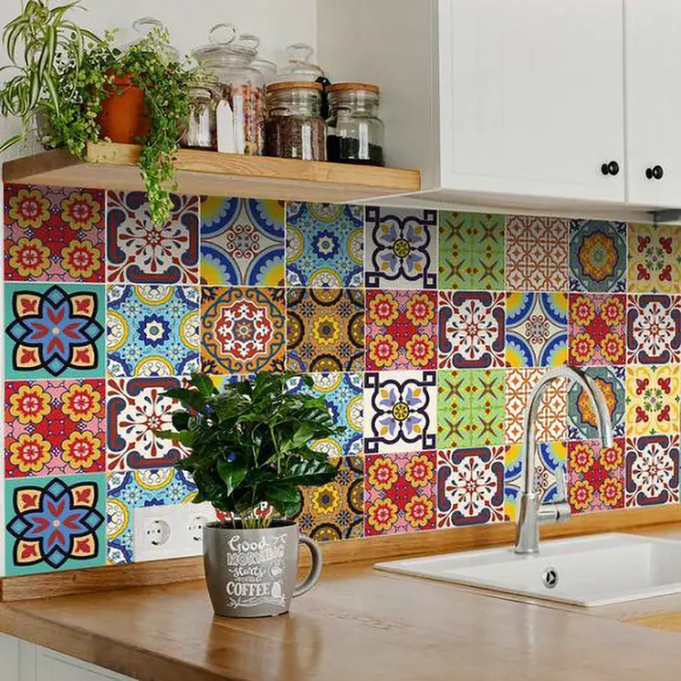 6" X 6" Auguri Geo Peel and Stick Removable  Tiles