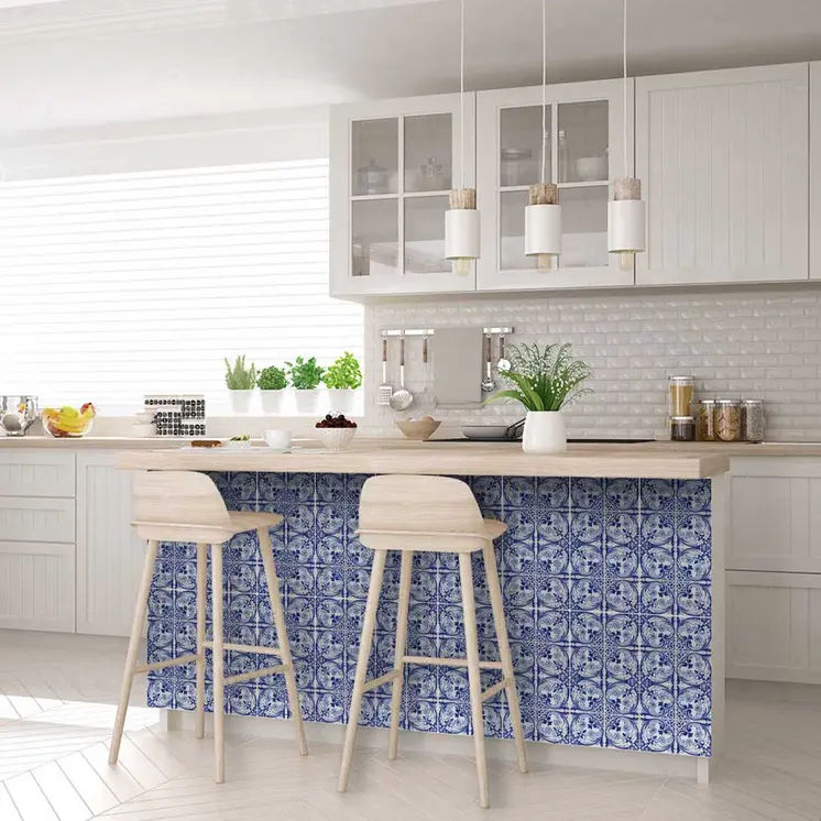 5" X 5" Blue Cloud Peel And Stick Removable Tiles