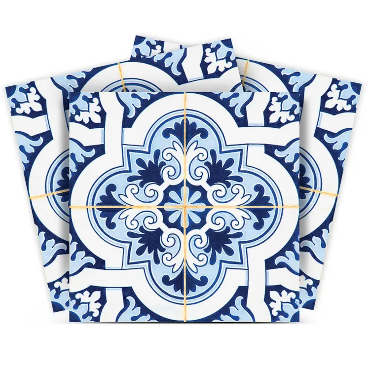 6" X 6" Blue Mia Peel And Stick Removable Tiles