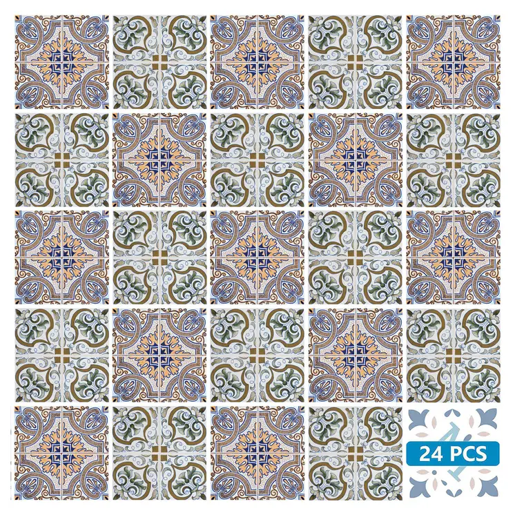 6" X 6" Blue Mia Peel And Stick Removable Tiles