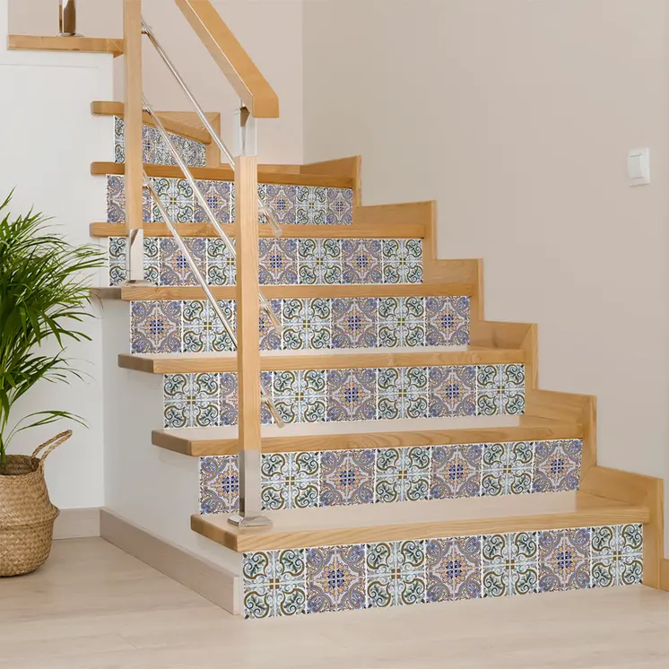6" X 6" Blue Mia Peel And Stick Removable Tiles
