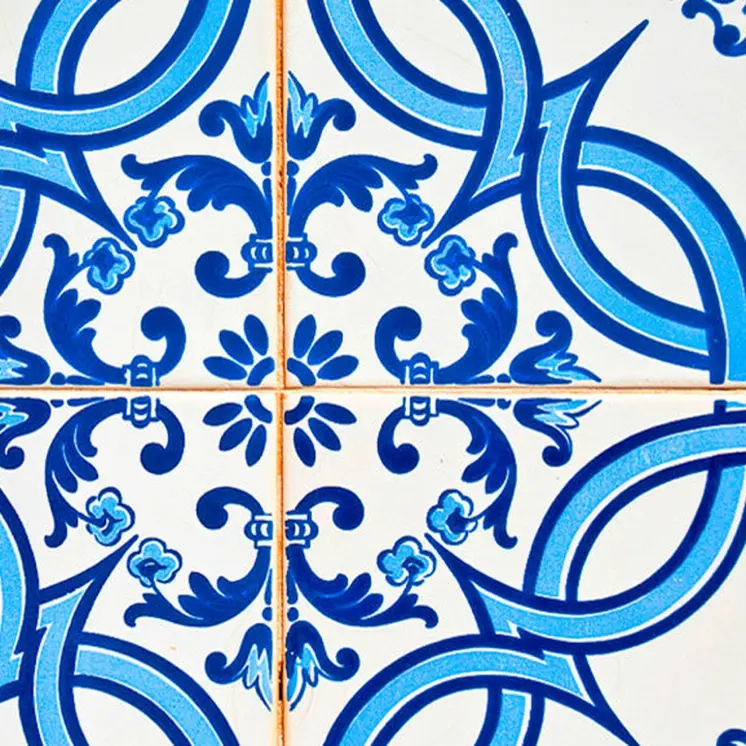 6" X 6" Blue and White Medi Peel And Stick Tiles
