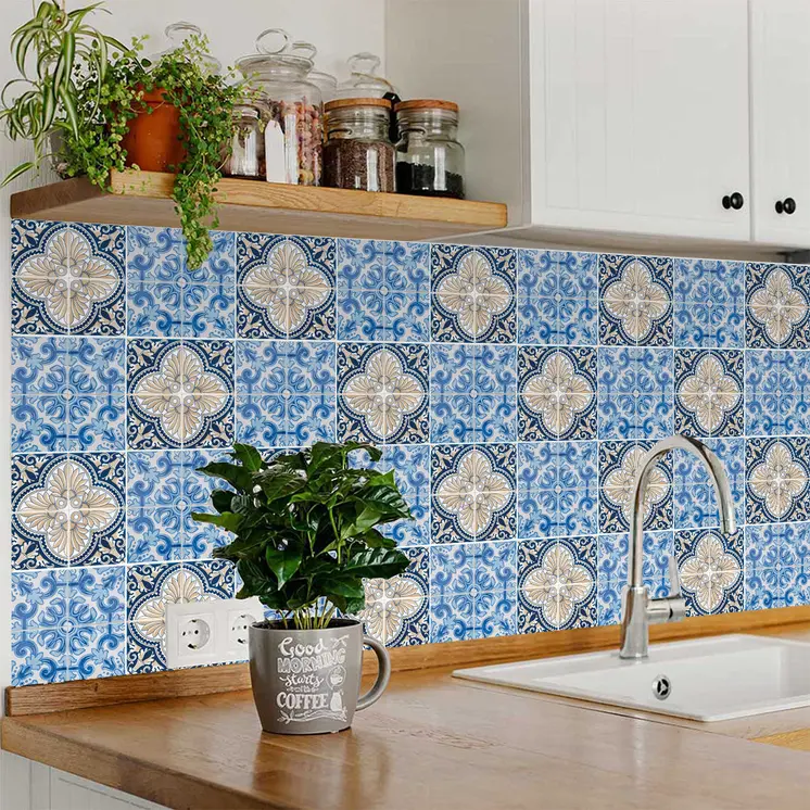 8" X 8" Blue Taupe Tobi Peel And Stick Tiles