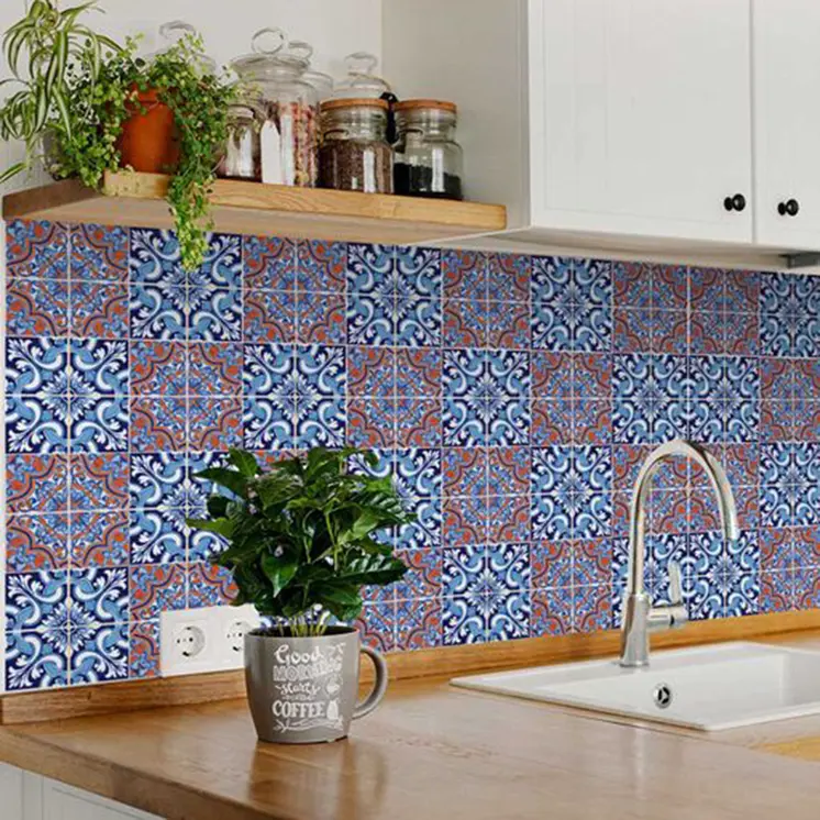 5" X 5" Prima Blue Peel And Stick Removable Tiles