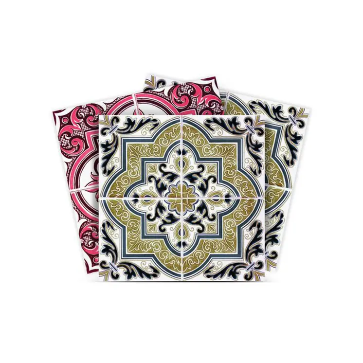 6" X 6" Vintage Cran and Green Peel and Stick Removable Tiles