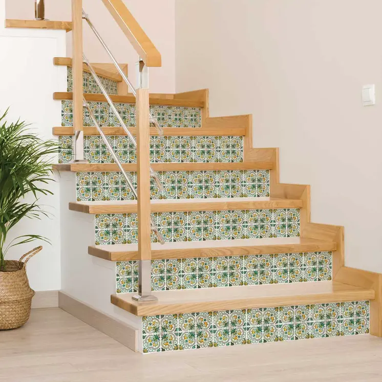 5" X 5" Green Yellow Melo Peel and Stick Tiles