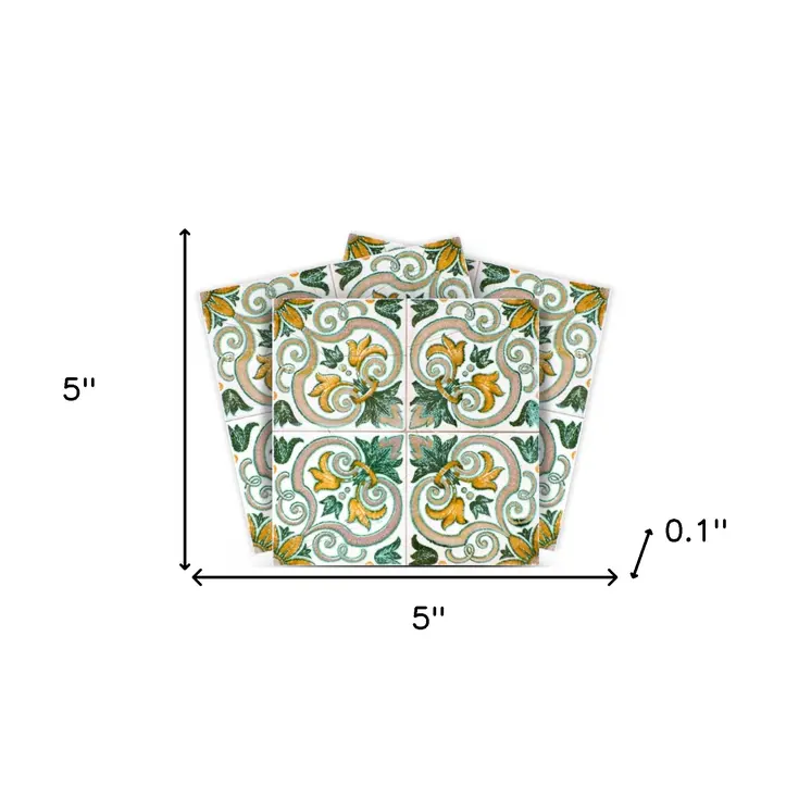 5" X 5" Green Yellow Melo Peel and Stick Tiles