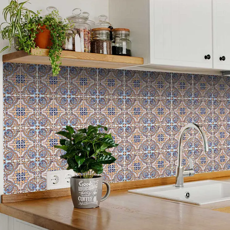 5" X 5" Blue Taupe Nova Removable Peel and Stick Tiles