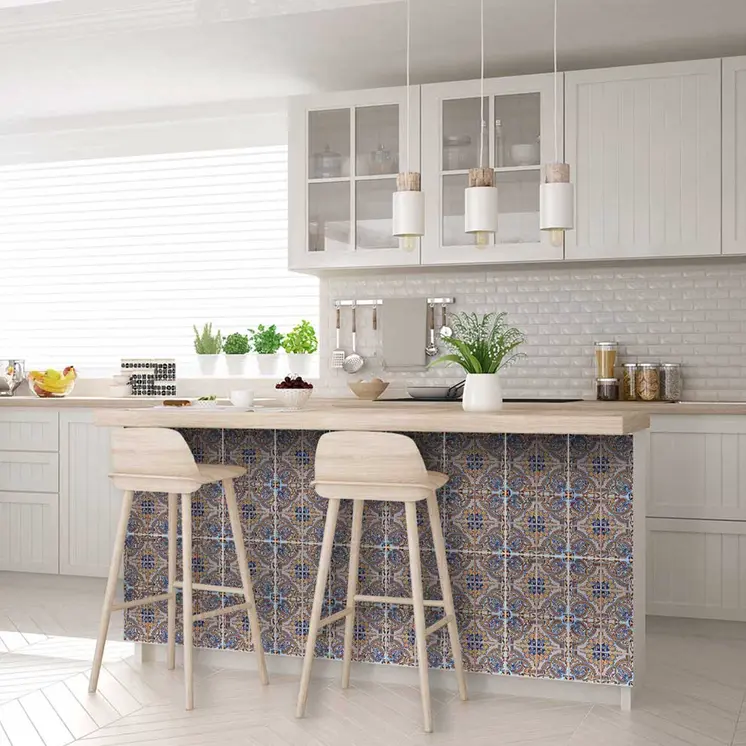 5" X 5" Blue Taupe Nova Removable Peel and Stick Tiles