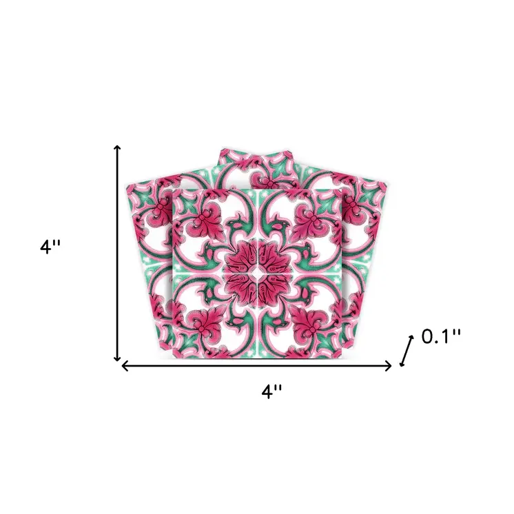 4" X 4" Rosa Pink Lea Removable Peel And Stick Tiles