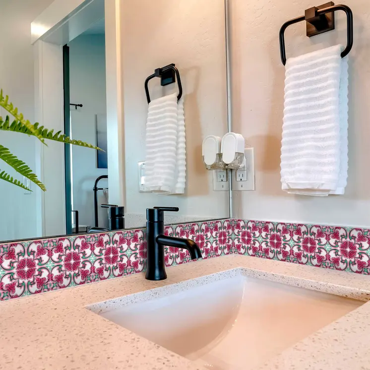 6" X 6" Rosa Pink Lea Removable Peel and Stick Tiles