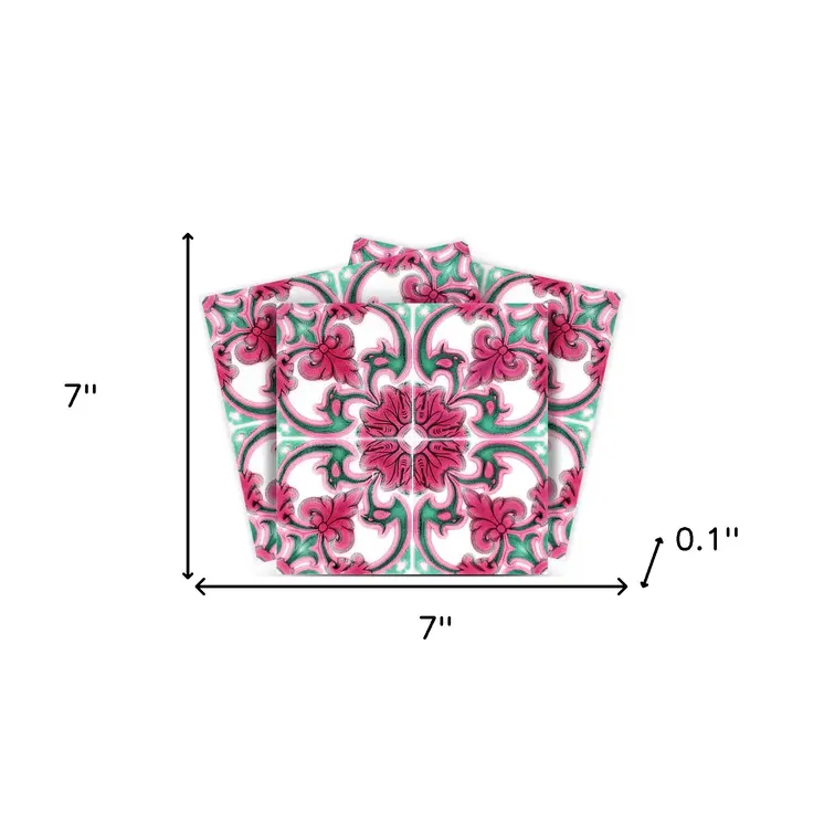 7" X 7" Rosa Pink Lea Removable Peel and Stick Tiles