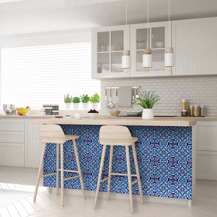 5" X 5" Blue Bali Removable Peel and Stick Tiles