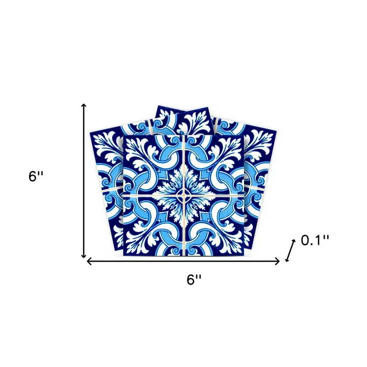 6" X 6" Blue Bali Removable Peel and Stick Tiles