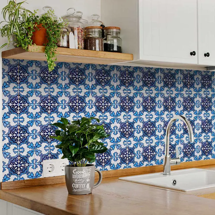 5" X 5" Blue Nelly Removable Peel and Stick Tiles