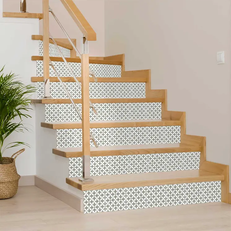 4" X 4" Sage Gray Fleur Removable Peel And Stick Tiles