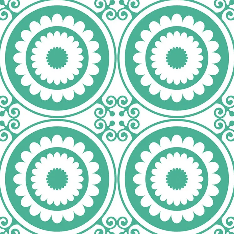 6" x 6" Light Green And White Geo Peel and Stick Removable Tiles
