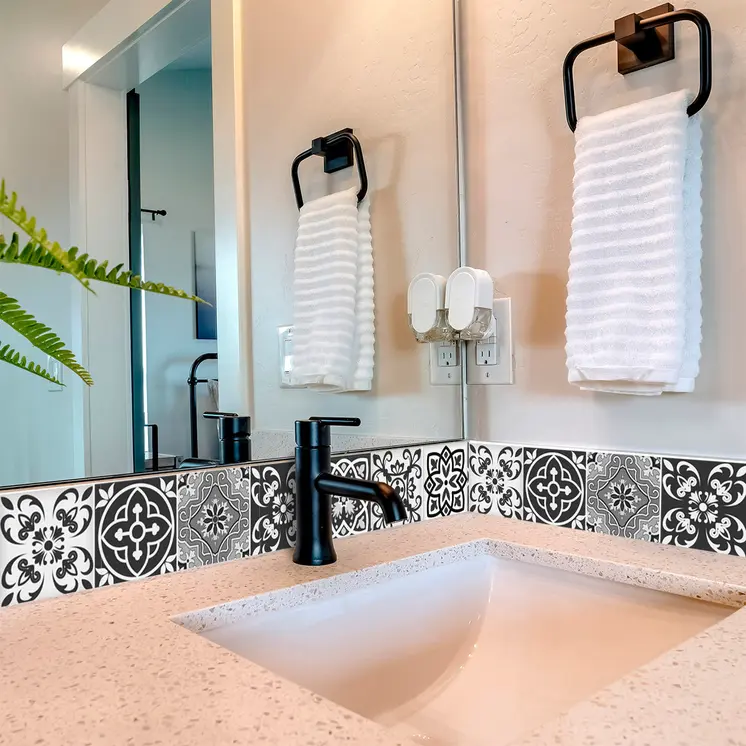 8" x 8" Shades of Grey Mosaic Peel and Stick Removable Tiles
