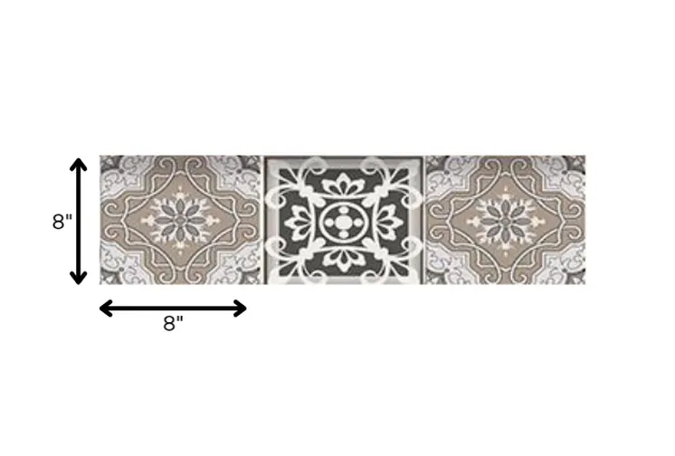 8" x 8" Wood Brown and White Mosaic Peel and Stick Removable Tiles