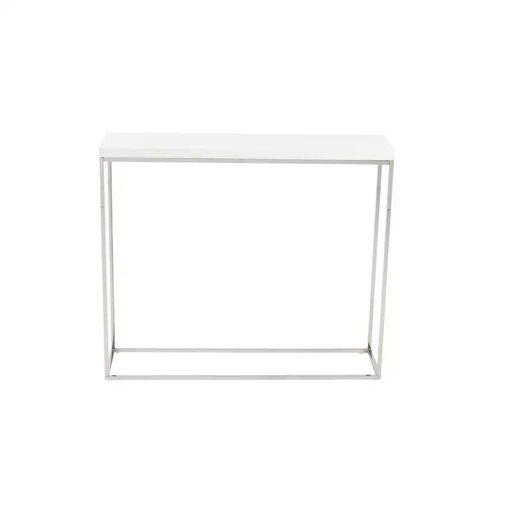 35" White and Silver Frame Console Table
