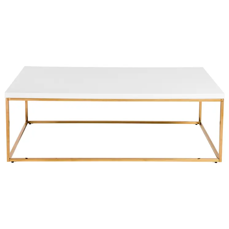 47" White and Gold Wood And Metal Frame Coffee Table