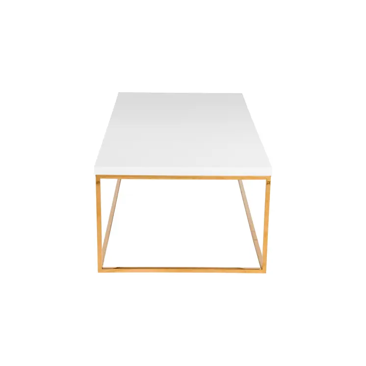 47" White and Gold Wood And Metal Frame Coffee Table