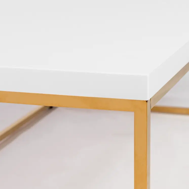 47" White and Gold Wood And Metal Frame Coffee Table