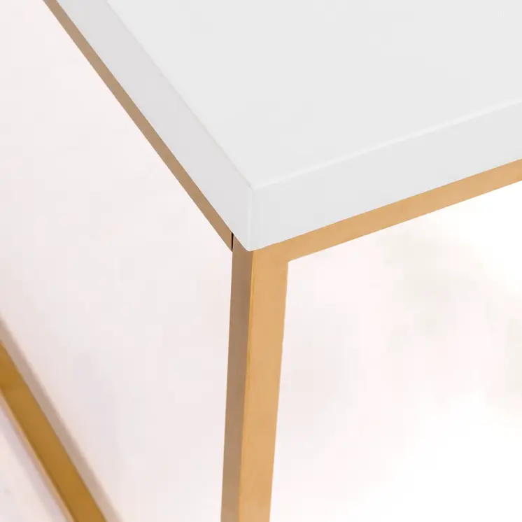 47" White and Gold Wood And Metal Frame Coffee Table