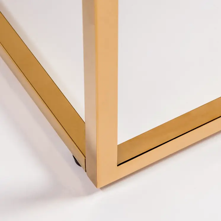 47" White and Gold Wood And Metal Frame Coffee Table