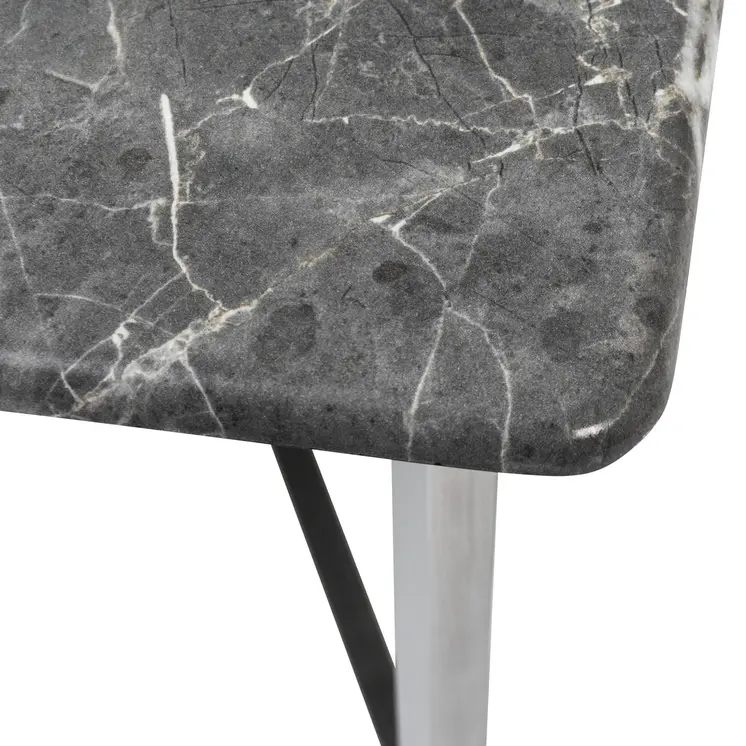 47" Black and Silver Wood And Metal Cross Legs Coffee Table