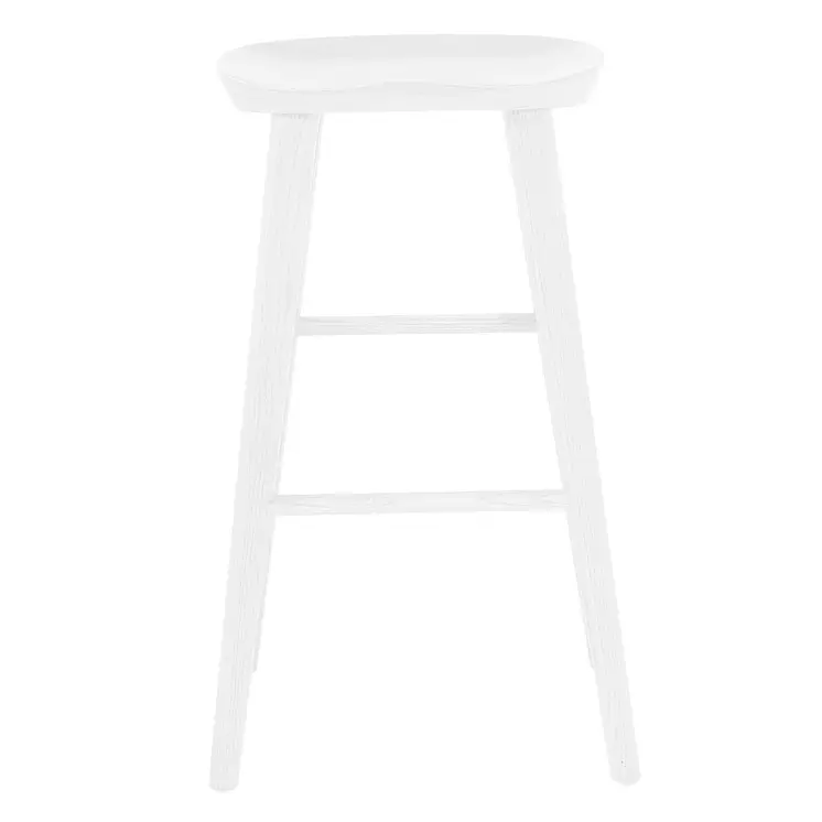 29" White Manufactured Wood Backless Bar Height Bar Chair