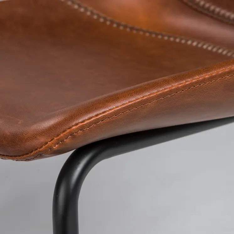 Set of Two Brown and Black Upholstered Leather Dining Side Chairs