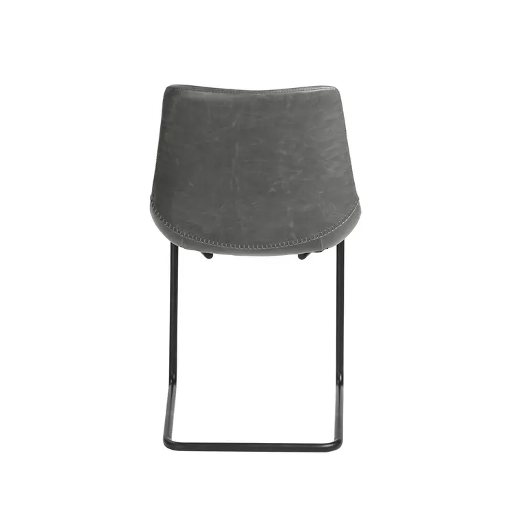 Set of Two Gray and Black Upholstered Leather Dining Side Chairs