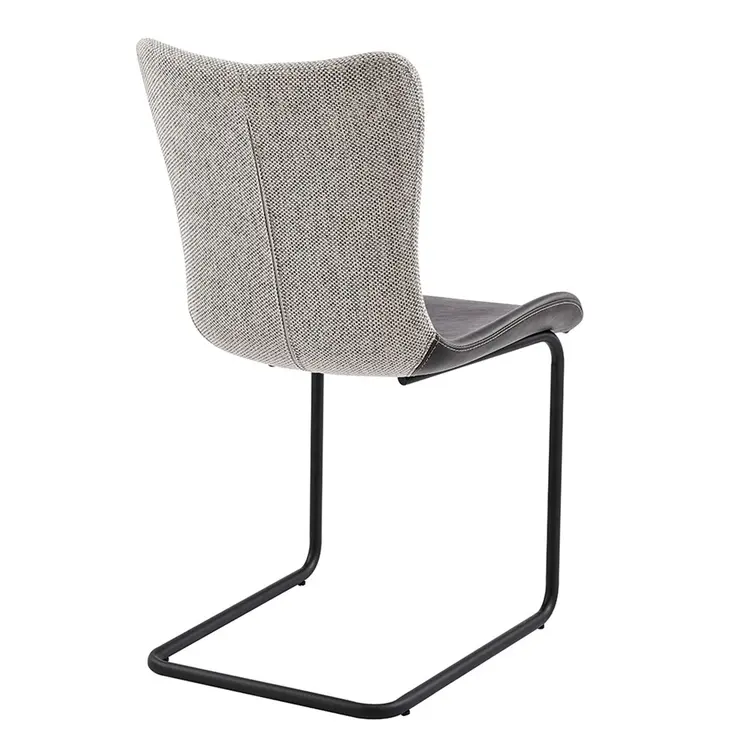 Set of Two Gray and Black Upholstered Fabric Dining Side Chairs