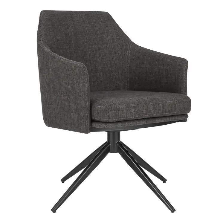 Dark Gray And Black Upholstered Fabric Dining Arm Chair