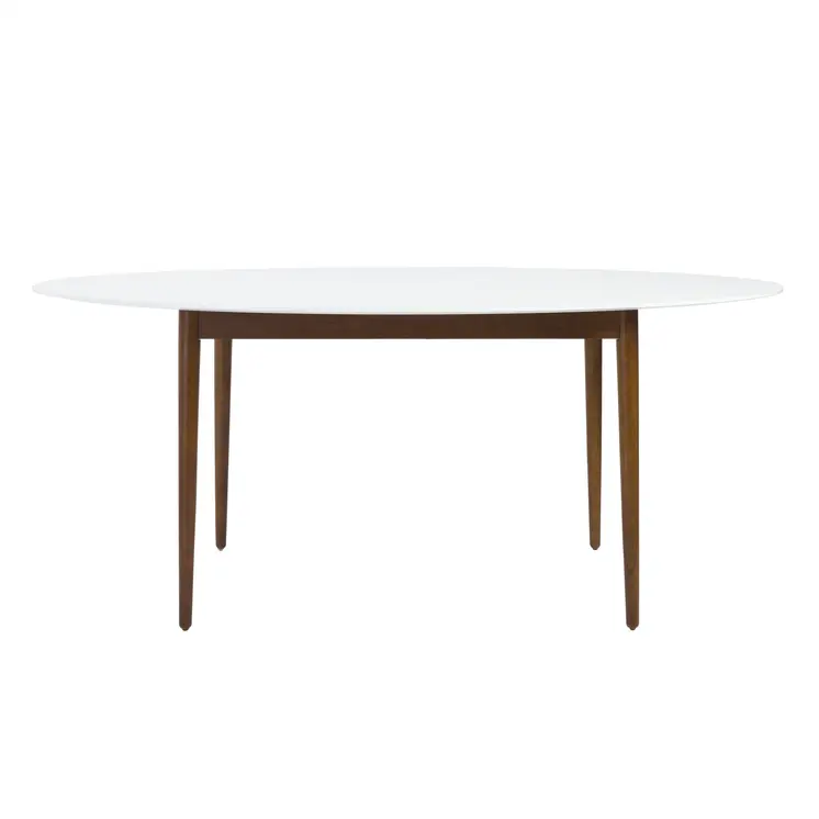 63" White And Brown Oval Dining Table