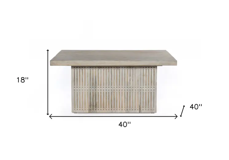 40" Ivory Solid Wood Lift Top Pedestal Coffee Table