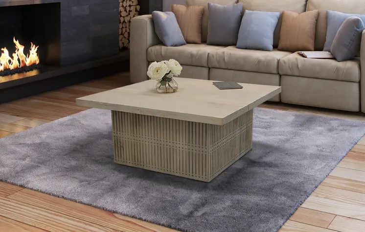 40" Ivory Solid Wood Lift Top Pedestal Coffee Table