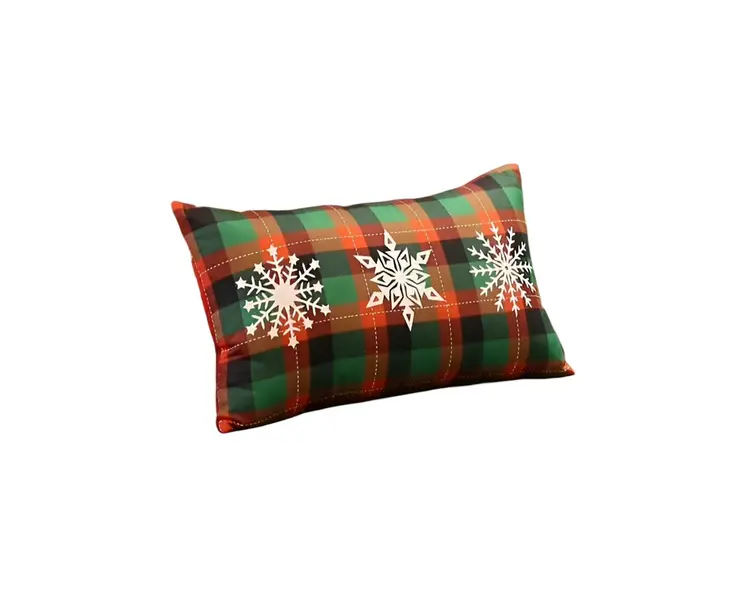 Set of 2 Christmas Snowflake Trio Plaid Lumbar Pillow Covers