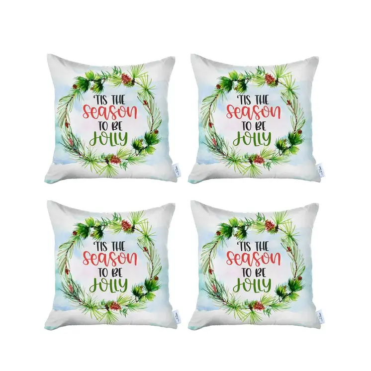 Set of 4 Tis the Season Christmas Throw Pillow Covers