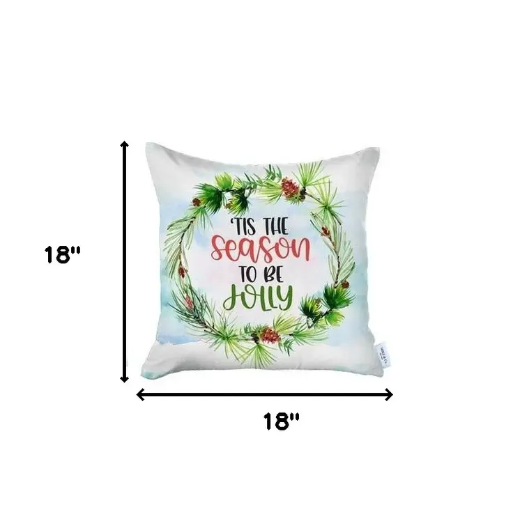 Set of Four Green Christmas Christmas Tree Fabric Throw Pillow Covers