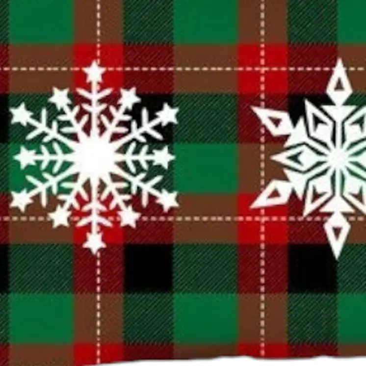 Set of 4 Christmas Snowflake Trio Plaid Lumbar Pillow Covers