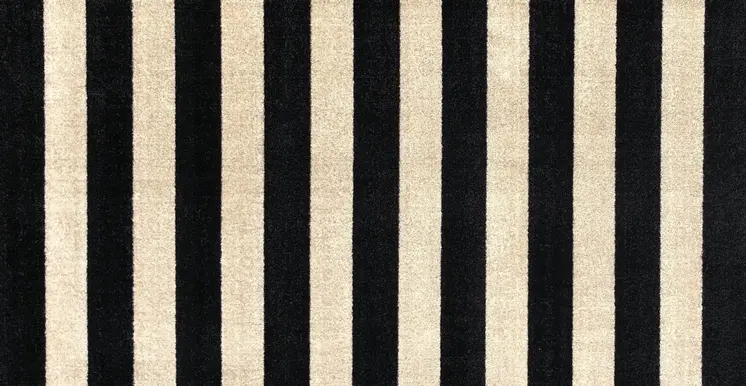 2' X 4' Black and Tan Wide Stripe Washable Floor Mat