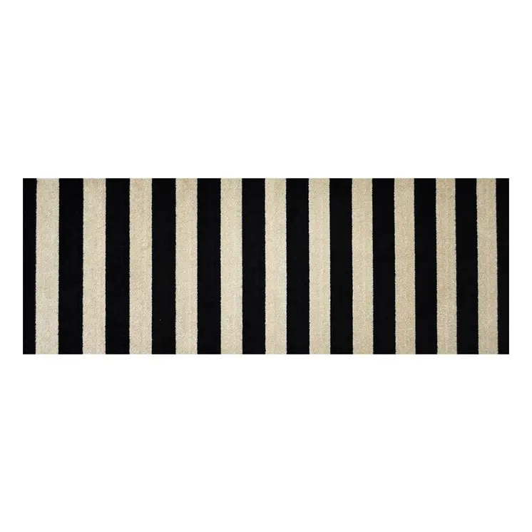 2' X 6' Black and Tan Wide Stripe Washable Runner Rug
