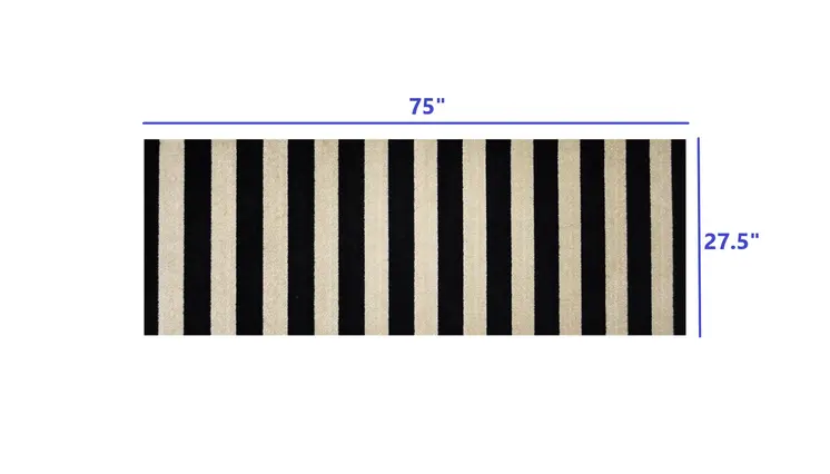 2' X 6' Black and Tan Wide Stripe Washable Runner Rug