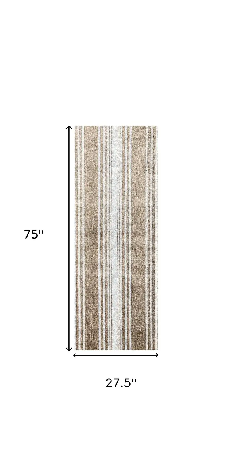 2' X 6' Sandy Shores Regatta Stripe Washable Runner Rug