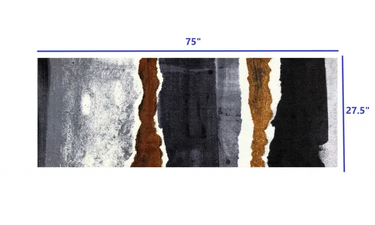 2' X 6' Gray and Brown Abstract Southwest Washable Runner Rug